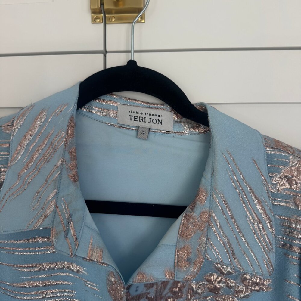 Metallic Jacquard Belted Shirt Dress - Picture 4 of 5